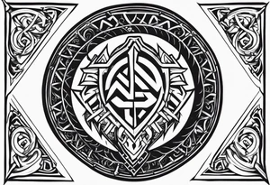 Sword shield dragon Valhalla valknut tattoo idea