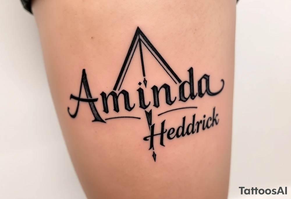Amanda name deathly hallows and Hedrick tattoo idea