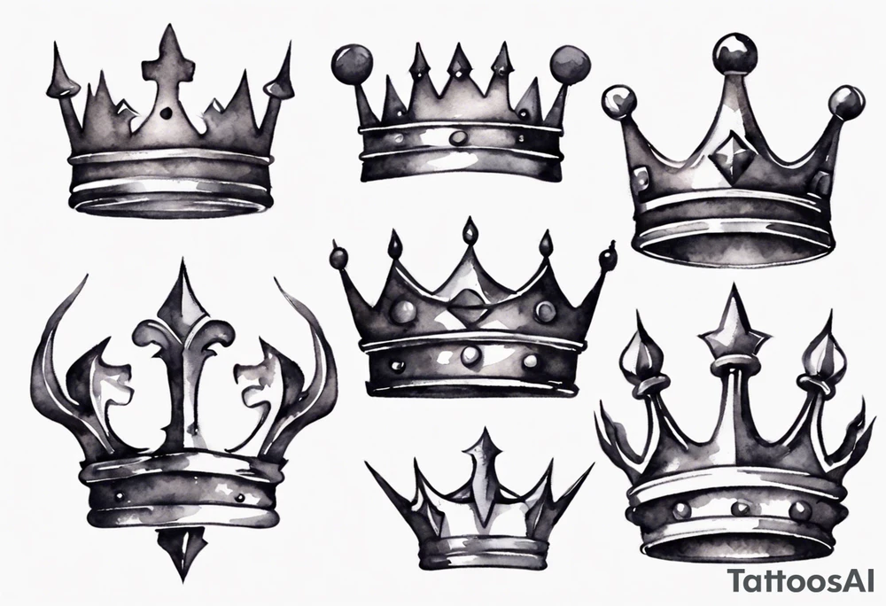 a watercolor of a simple iron crown tattoo idea