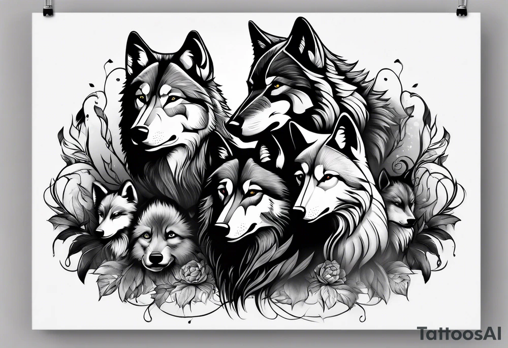 Wolfs and 4 cubs tattoo idea