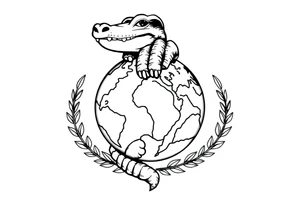 can you create a globe with laurel wreaths on the bottom and a gator above the glove tattoo idea