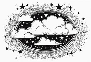 clouds with stars tattoo idea