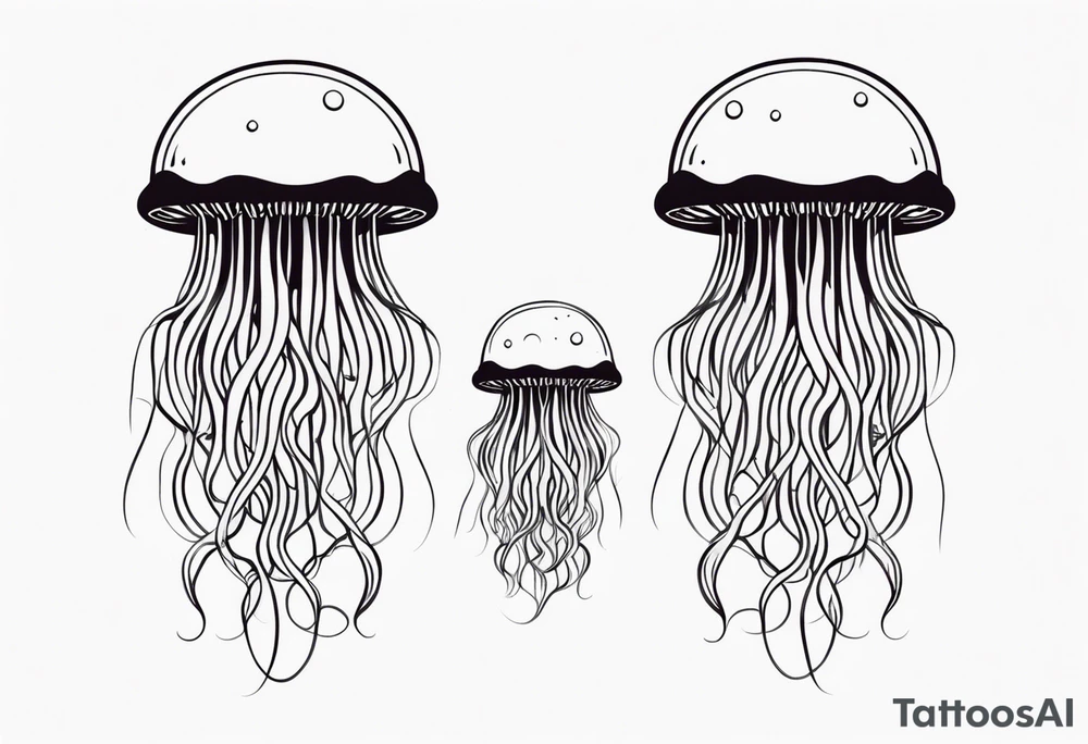 jellyfish with a small head and long tentacles tattoo idea