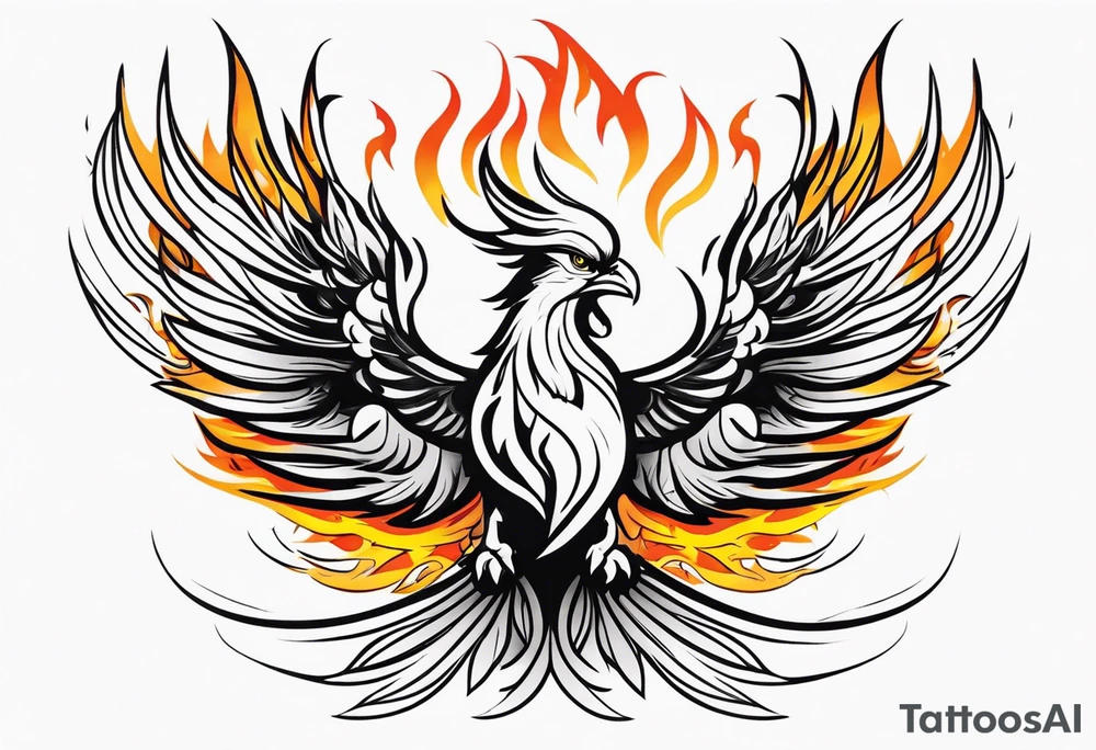 Phoenix rising from flames. tattoo idea
