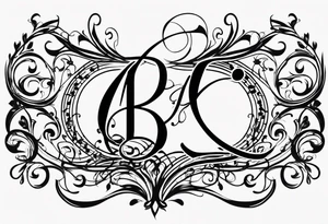 Line art Musical notes depicting the letters R and L tattoo idea