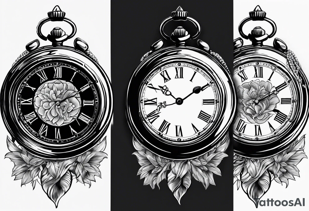 simple pocket watch tattoo idea