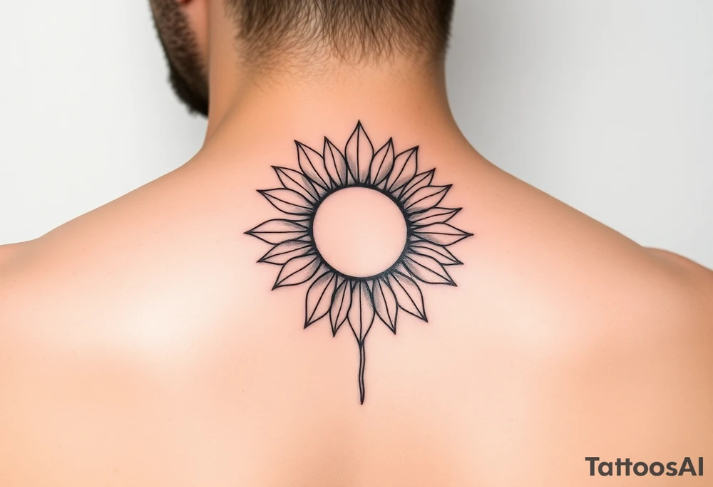 Sunflower, sun tattoo that will "shine" on another small tattoo right above my elbow . It will go on my bicep with a stem, minimal and feminine tattoo idea