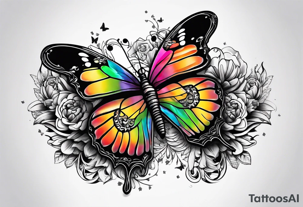 Guitar, butterfly, rainbow, Woody tattoo idea