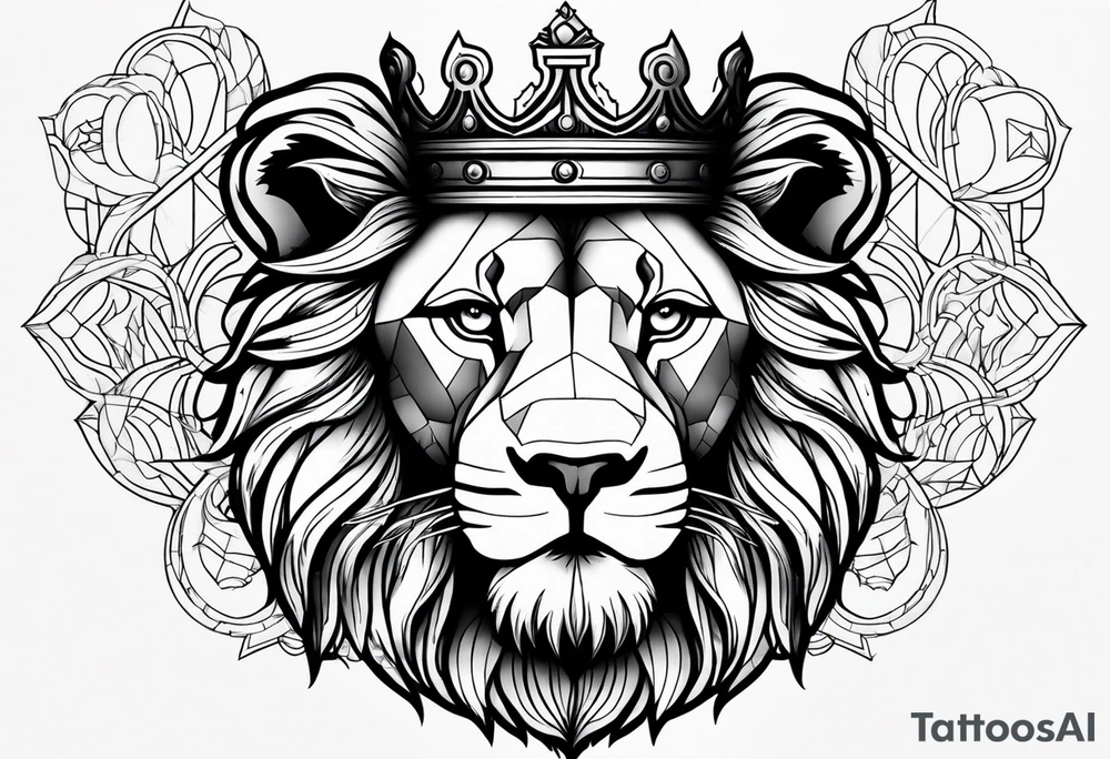 Lion with crown on it tattoo idea