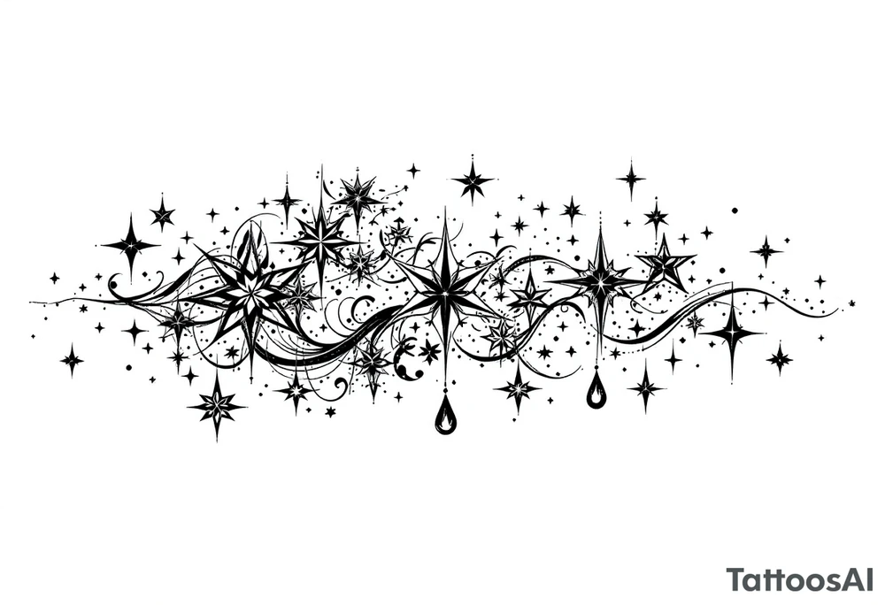 Small stars and tears background tattoo idea