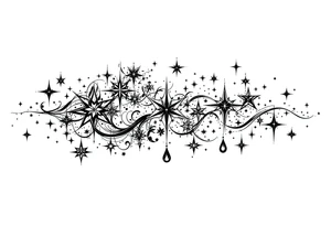 Small stars and tears background tattoo idea