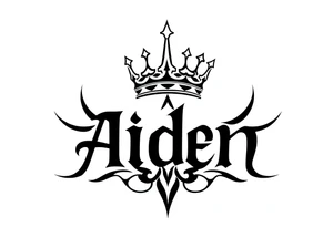The name Aiden with a kings crown above the A tattoo idea