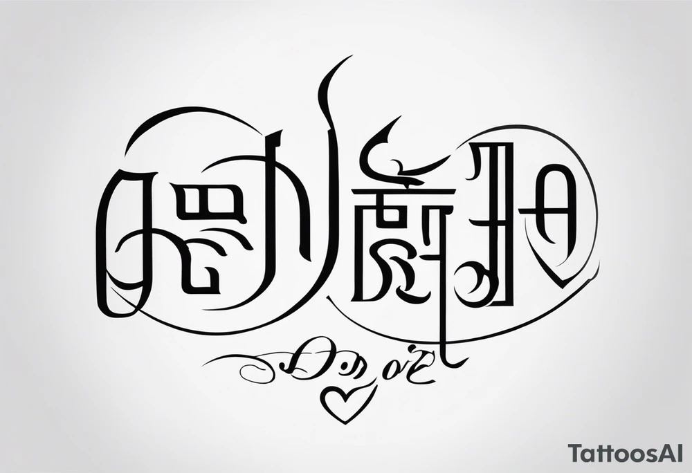 Tattoo ਨਿਰਭਉ ਨਿਰਵੈਰ written in Gurmukhi written text. Add fire and heart to symbolize strength and love tattoo idea