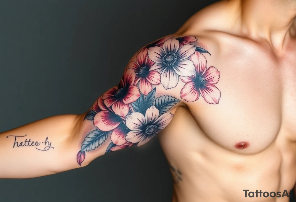 Fore arm tattoo in the neo american traditional style. I want to incorporate a few different flowers: Poppies, Morning Glory, Narcissus tattoo idea