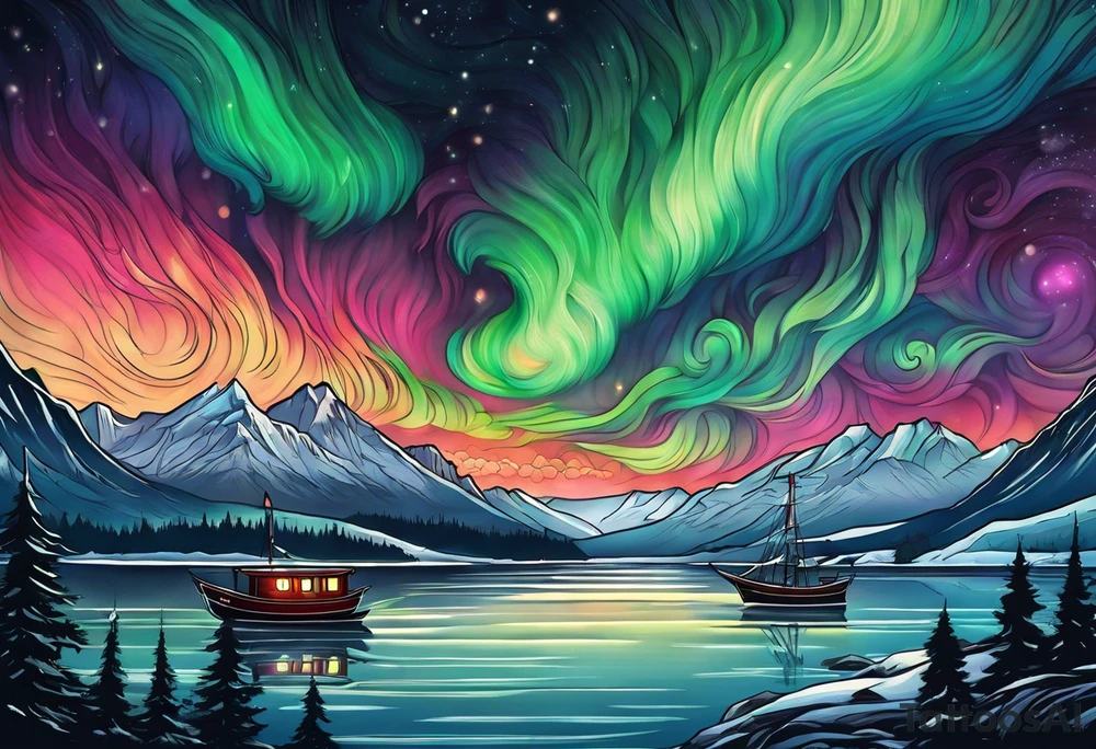 Northern lights with pennywise tattoo idea