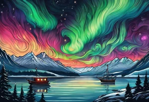 Northern lights with pennywise tattoo idea