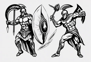 muscular super-fine little detail spartan tattoo idea