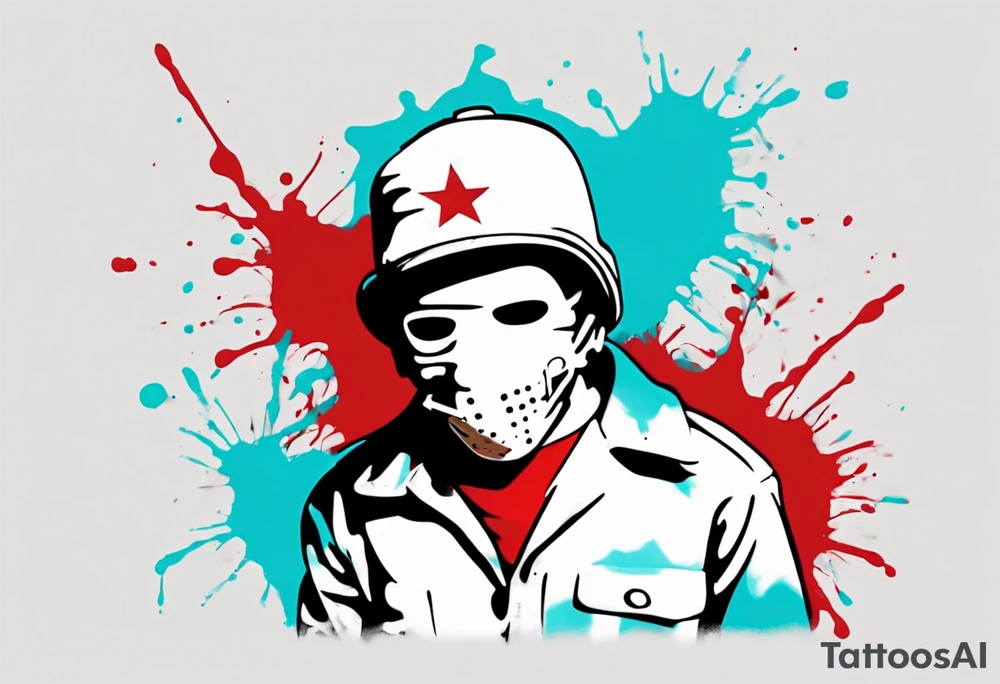 BANKSY ART STYLE, red and cyan, Pigment, picture, politik kill tattoo idea