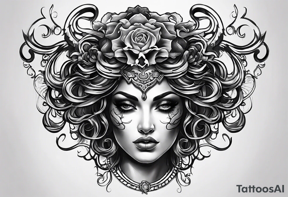 Medusa tattoo on forearm half the face and half skull tattoo idea