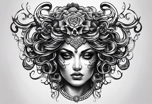 Medusa tattoo on forearm half the face and half skull tattoo idea