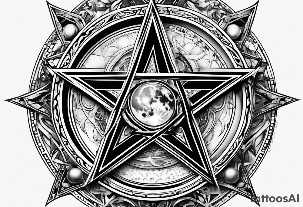 Pentagram eclipse tattoo idea