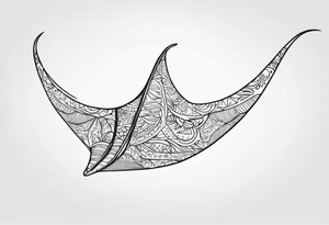 Tattoo sketch of manta ray in outline, without shadows and background, made of sacred ornament tattoo idea
