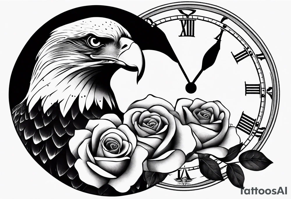 eagle, rose, clock , love tattoo idea