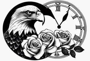 eagle, rose, clock , love tattoo idea