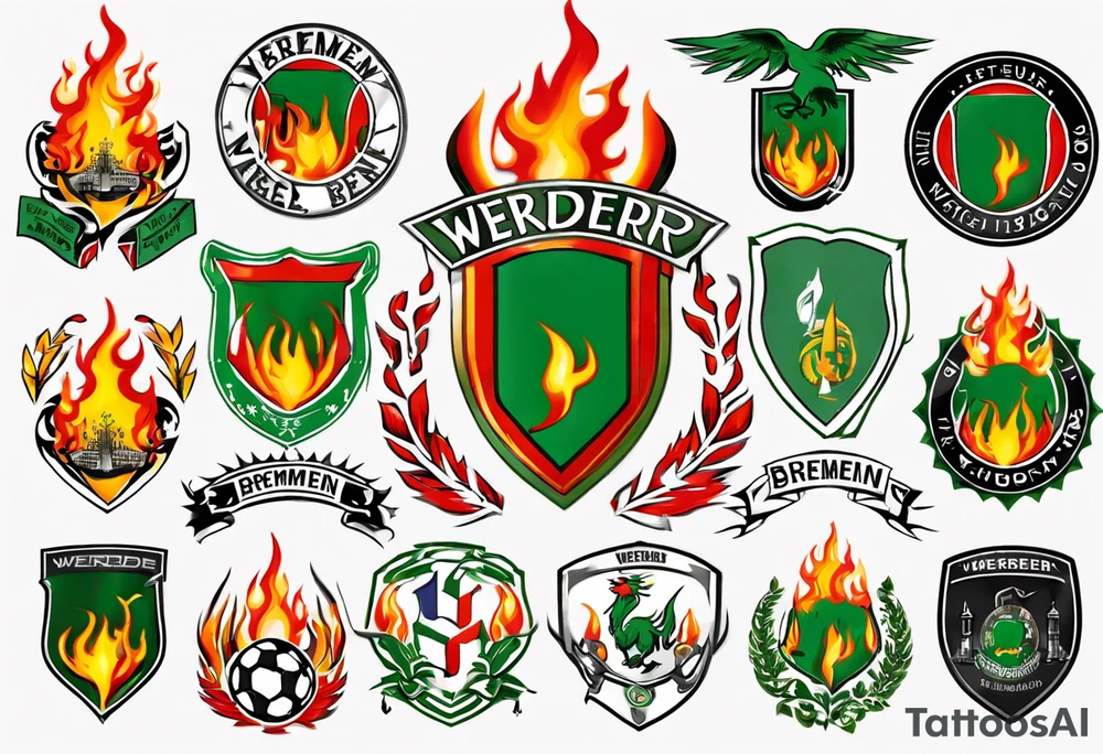werder bremen fußball, flammen, wappen tattoo idea