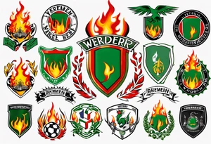 werder bremen fußball, flammen, wappen tattoo idea