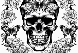 Skull wearing buttefly tattoo idea