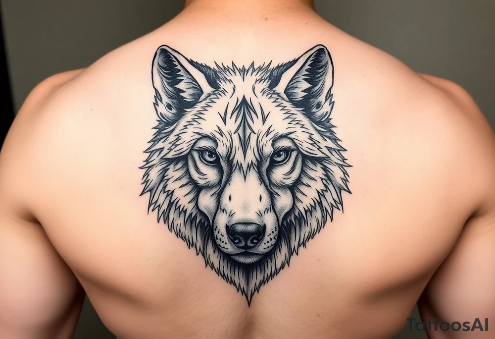 A solitary yet sublime and noble wolf and its progeny. the face tattoo idea