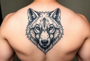 A solitary yet sublime and noble wolf and its progeny. the face tattoo idea