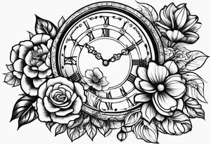 Aniya 6:51pm, Amari 4;57pm, Ameer 5:33am flower clocks teddybears tattoo idea
