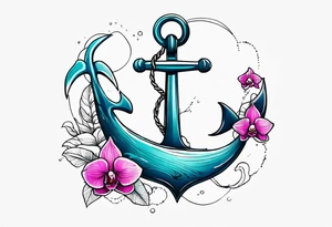 An anchor and orchids and a whale tattoo idea
