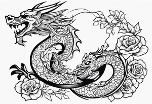 chinese dragon wrapping around day of the dead skeleton tattoo idea