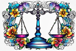 Libra scale with autism awareness pattern tattoo idea