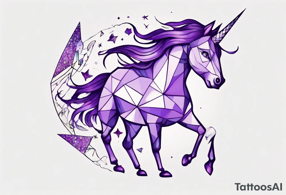 Purple fish riding a unicorn tattoo idea