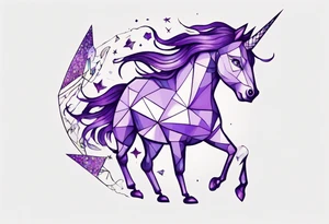 Purple fish riding a unicorn tattoo idea