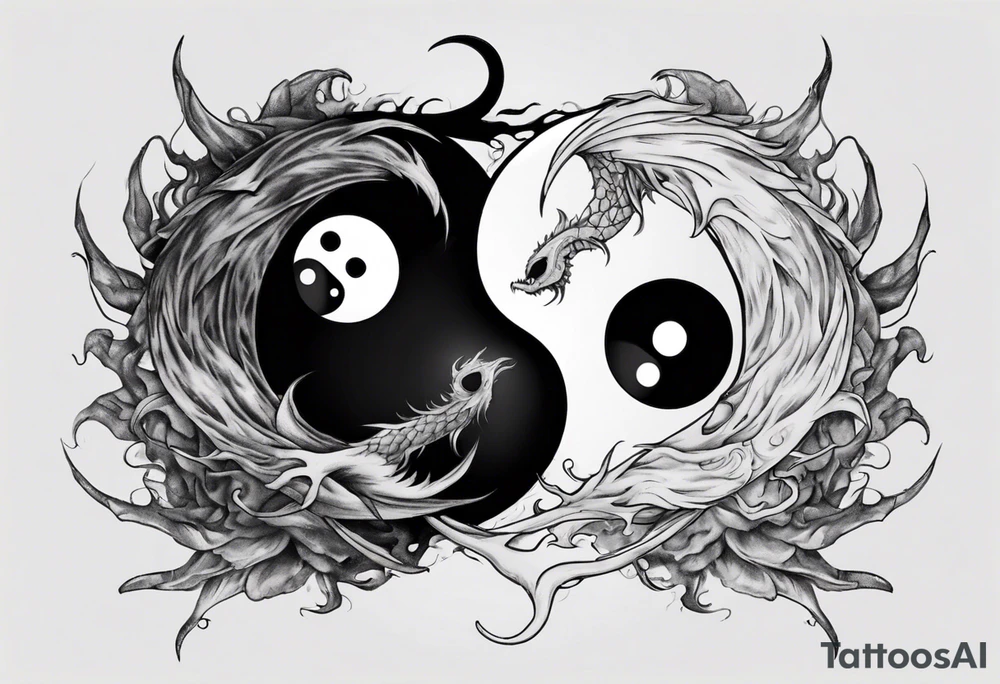 yin and yang but they are monsters tattoo idea