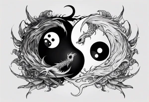 yin and yang but they are monsters tattoo idea