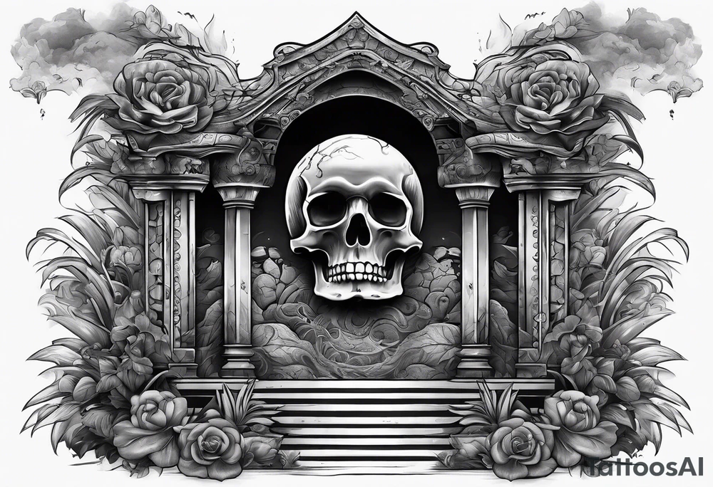 Tomb with smoke tattoo idea
