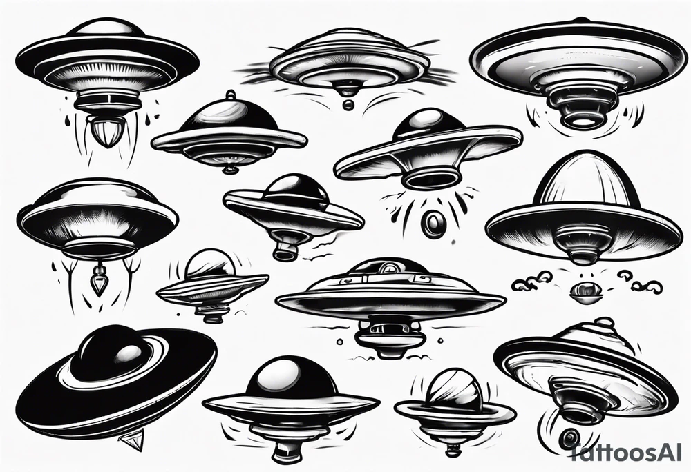 Cartoon blacklist flying saucer tattoo idea