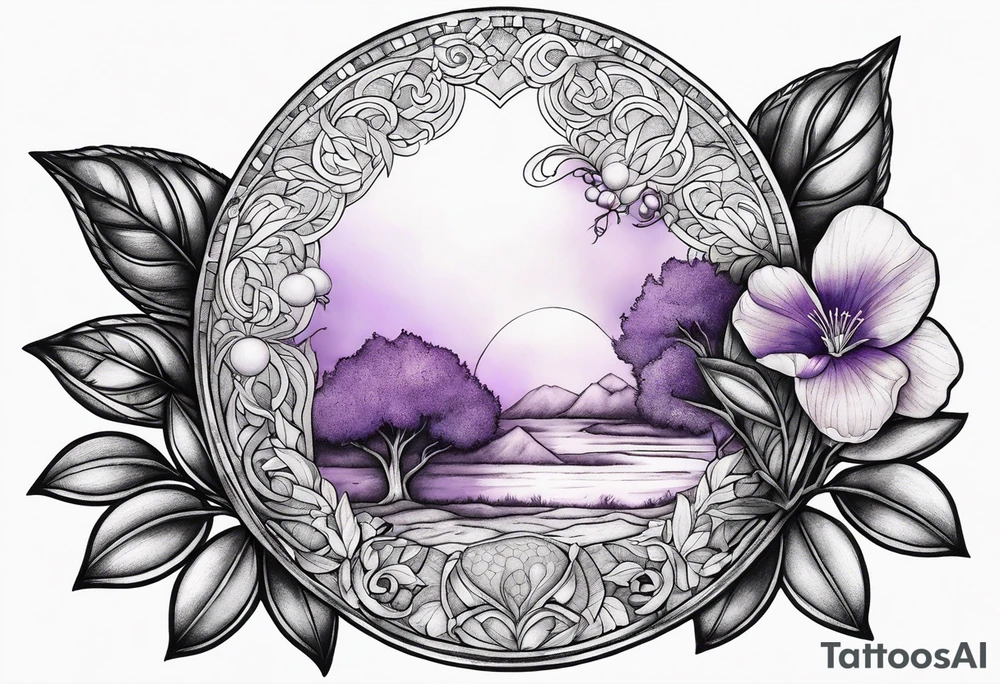 Opal stone Violet and orchards tattoo idea