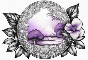 Opal stone Violet and orchards tattoo idea
