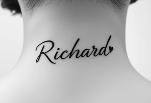 The name Richard in pretty handwriting with a heart for the dot on the i on my neck tattoo idea