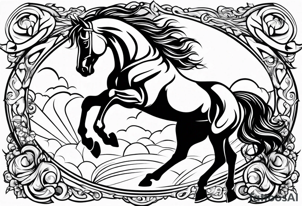 Linework horse tattoo idea