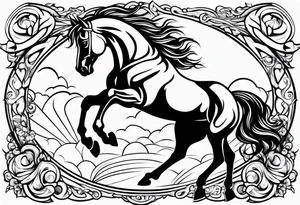 Linework horse tattoo idea