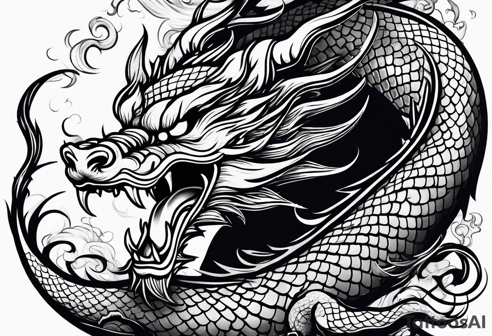 Traditional Chinese Dragon and smoke tattoo idea Traditional Chinese Dragon and smoke tattoo idea