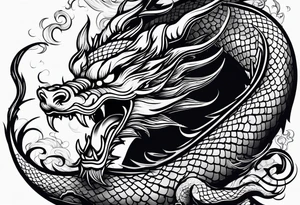 Traditional Chinese Dragon and smoke tattoo idea